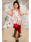 Red Arya Guddee Printed Kids Wear Mix Rayon Top with Plazzo Collection 003